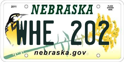 NE license plate WHE202