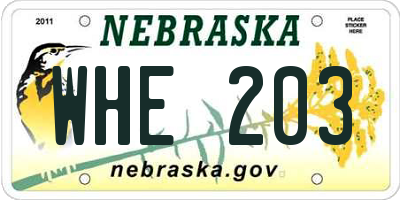 NE license plate WHE203
