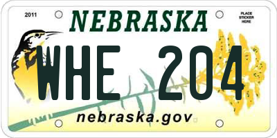NE license plate WHE204