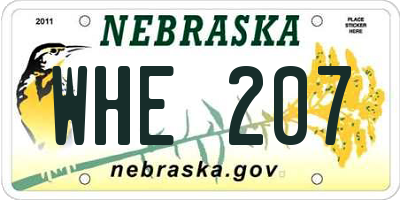 NE license plate WHE207