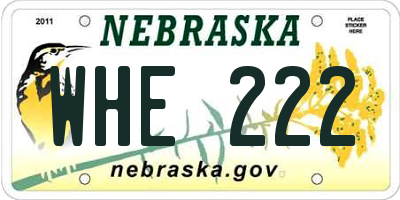 NE license plate WHE222