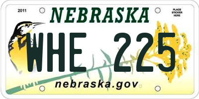 NE license plate WHE225