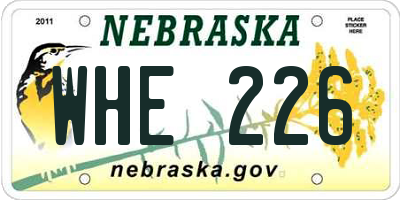 NE license plate WHE226