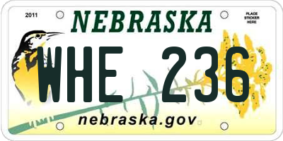 NE license plate WHE236