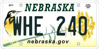 NE license plate WHE240