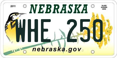 NE license plate WHE250