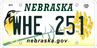 NE license plate WHE251