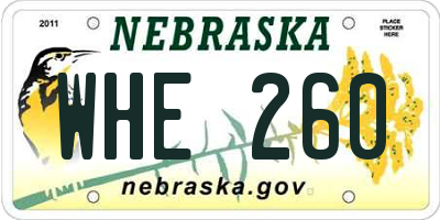NE license plate WHE260