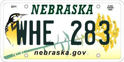 NE license plate WHE283