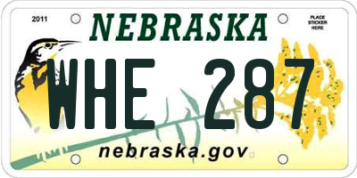 NE license plate WHE287