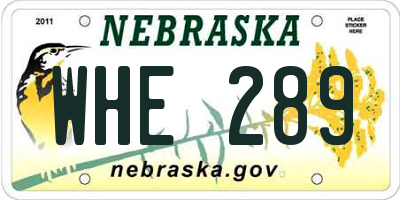 NE license plate WHE289