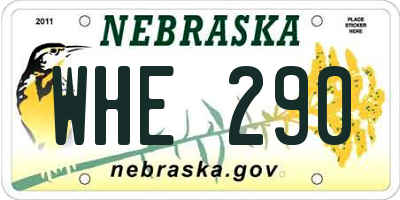 NE license plate WHE290