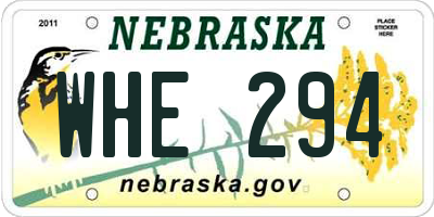NE license plate WHE294