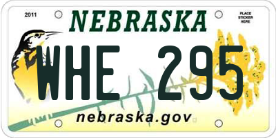 NE license plate WHE295