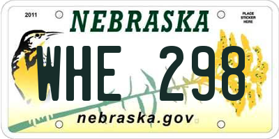 NE license plate WHE298