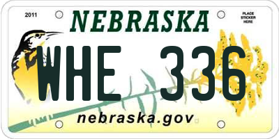 NE license plate WHE336