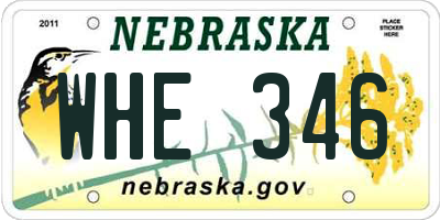 NE license plate WHE346