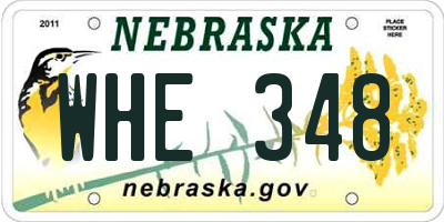 NE license plate WHE348