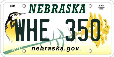 NE license plate WHE350
