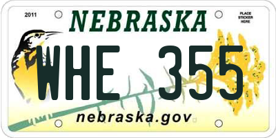 NE license plate WHE355