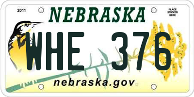 NE license plate WHE376