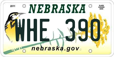 NE license plate WHE390