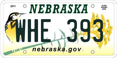 NE license plate WHE393