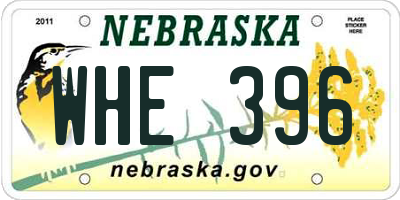 NE license plate WHE396