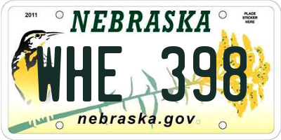 NE license plate WHE398