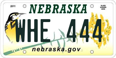 NE license plate WHE444