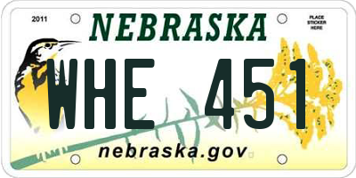 NE license plate WHE451