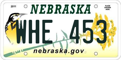 NE license plate WHE453