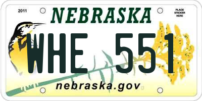 NE license plate WHE551