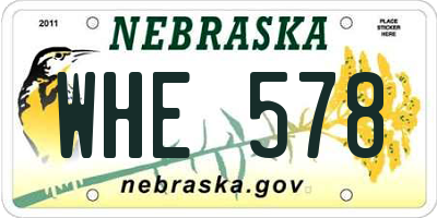 NE license plate WHE578
