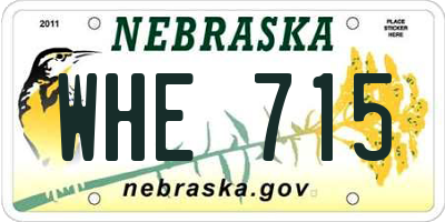 NE license plate WHE715