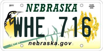 NE license plate WHE716