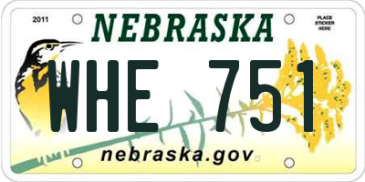NE license plate WHE751