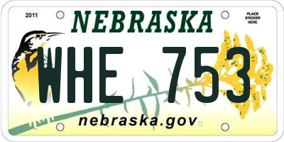 NE license plate WHE753