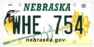 NE license plate WHE754