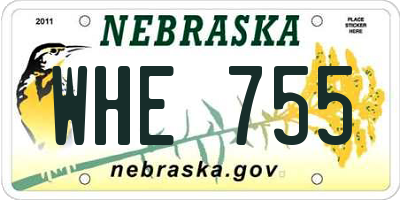 NE license plate WHE755
