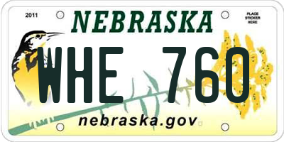 NE license plate WHE760