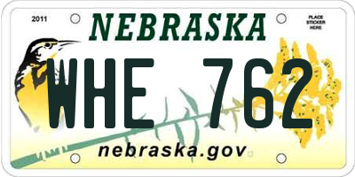 NE license plate WHE762