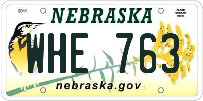 NE license plate WHE763