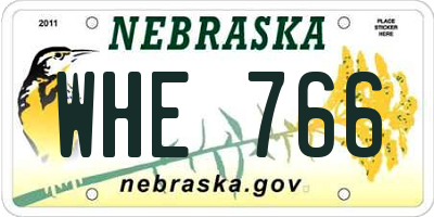 NE license plate WHE766