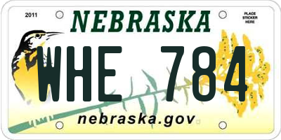 NE license plate WHE784