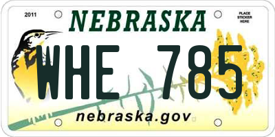 NE license plate WHE785