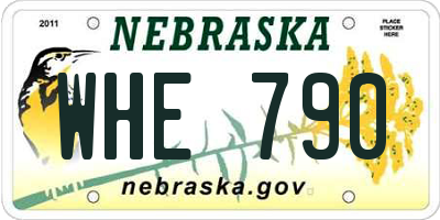NE license plate WHE790