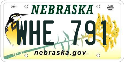 NE license plate WHE791