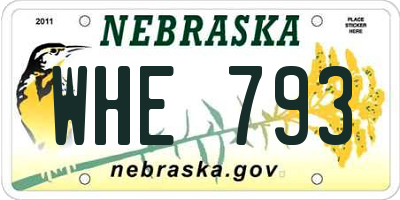 NE license plate WHE793