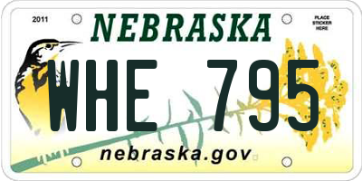 NE license plate WHE795